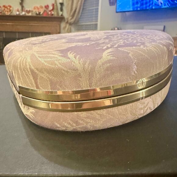 VTG Mundi Jewelry Presentation Travel Box Lavender Cream Damask Heart Brocade - Picture 9 of 14